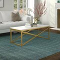 Hudson & Canal 46 in. Calix Rectangular Coffee Table with Faux Marble Top Brass CT1564